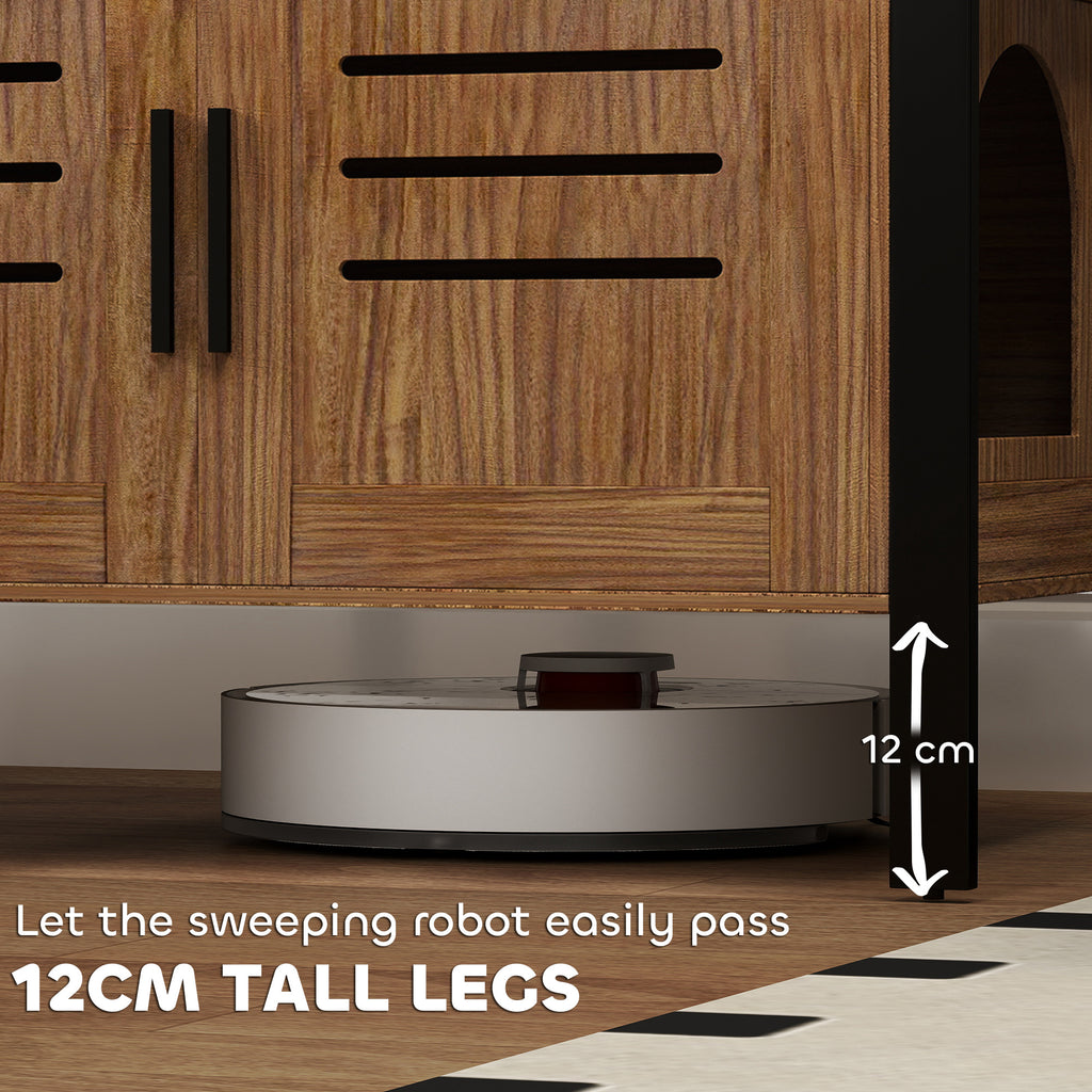 Cat Litter Box Enclosure with Tall Legs, Scratching Board, Double Doors, Ventilation Holes, 80 x 45 x 50 cm, Dark Brown