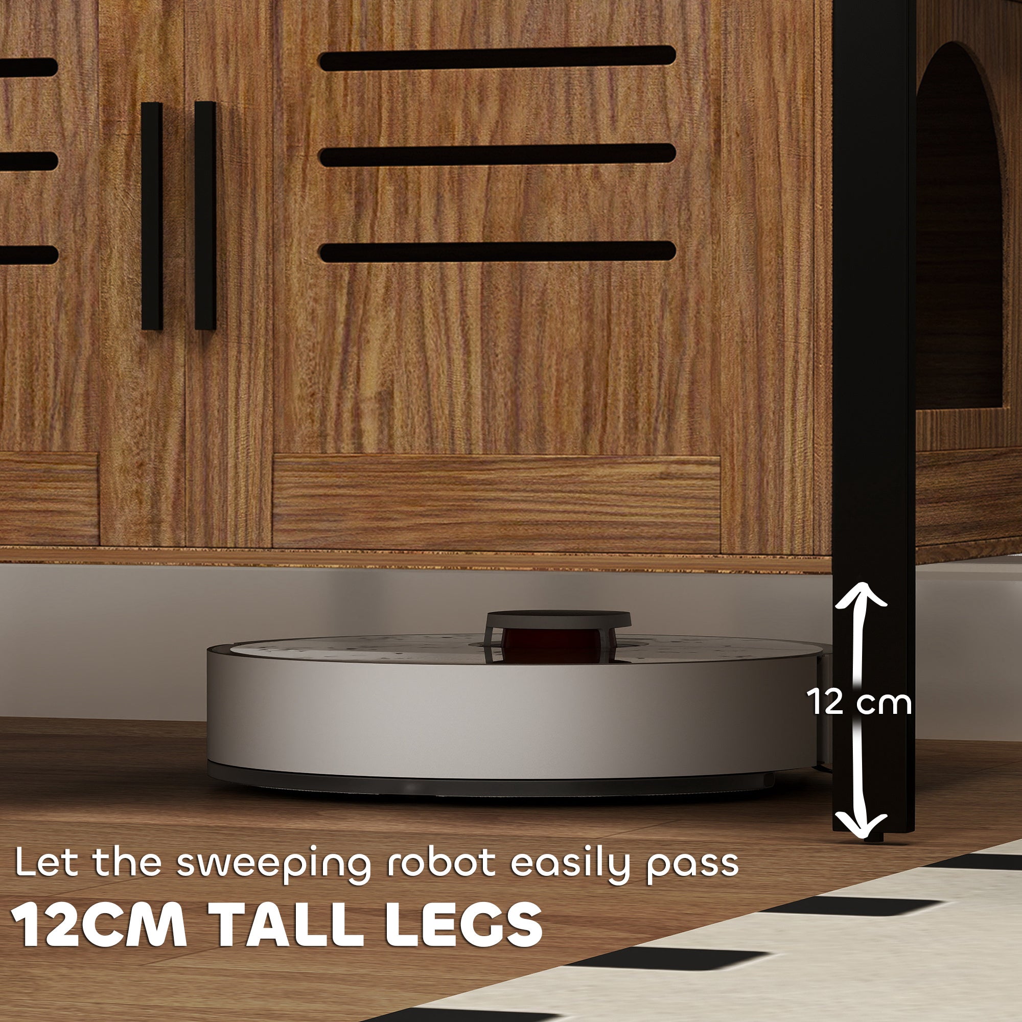 Cat Litter Box Enclosure with Tall Legs, Scratching Board, Double Doors, Ventilation Holes, 80 x 45 x 50 cm, Dark Brown