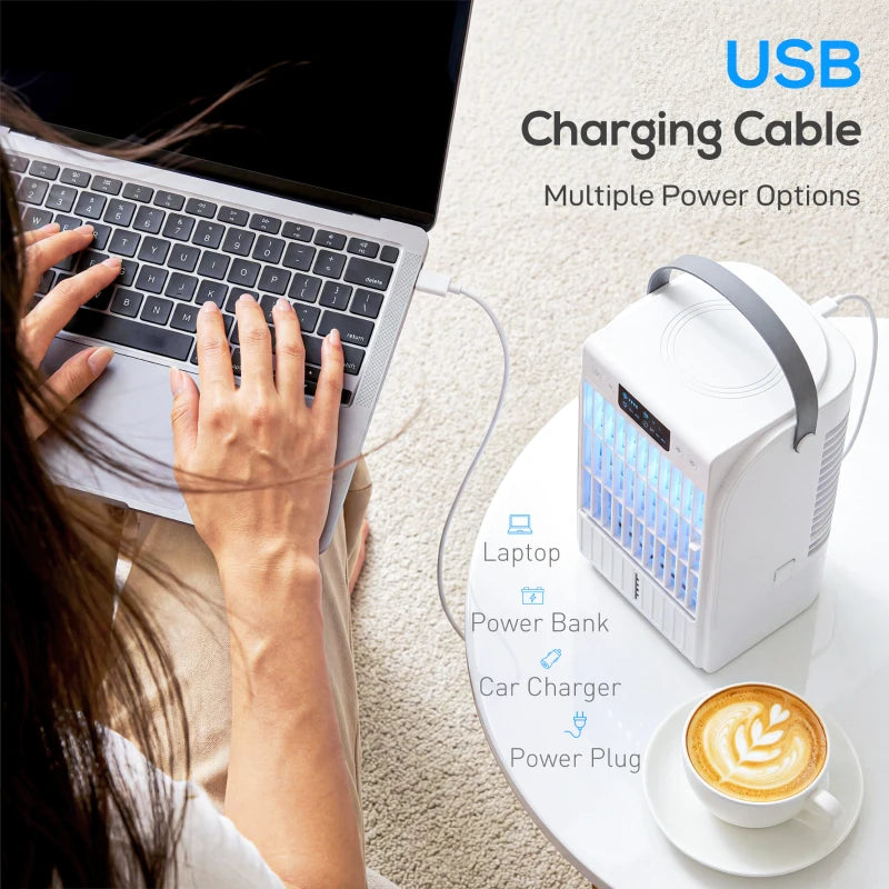 Portable Air Conditioner, 4-in-1 Mini Air Cooler with 4 Wind Speed, 2 Cool Mist, RGB 7 LED Light