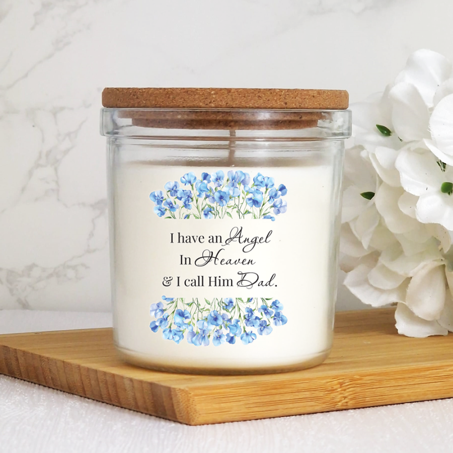 I Have An Angel In Heaven Candle  (Forget Me Not) Design