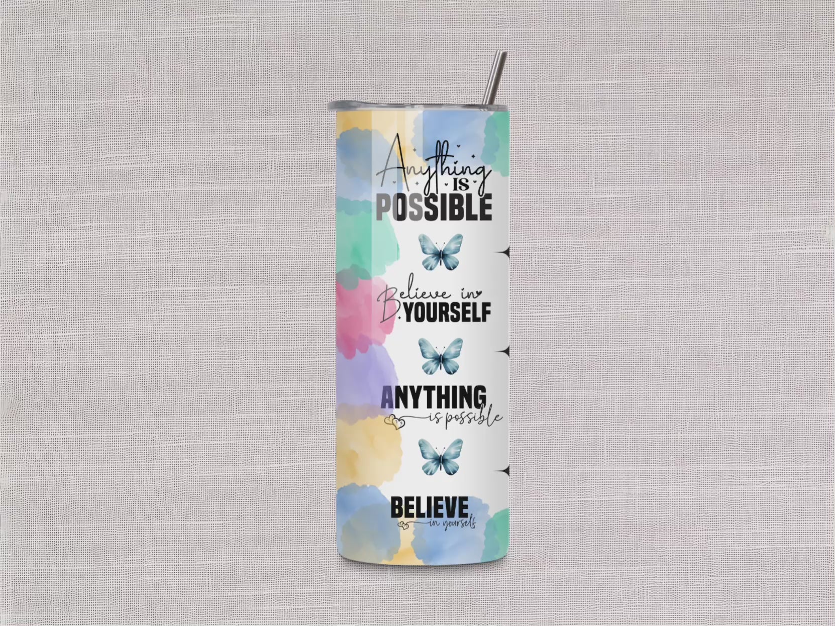 Positive Affirmations - 20oz Stainless Steel Skinny Tumbler