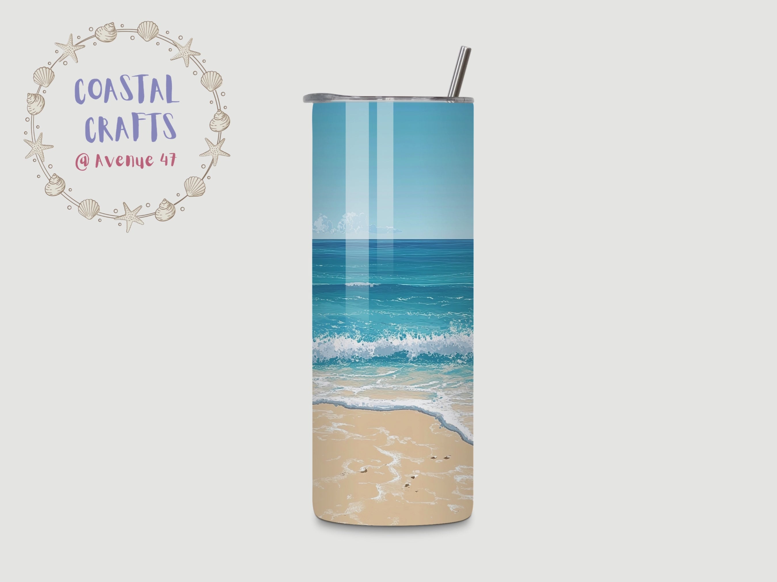 20oz Stainless Steel Skinny Tumbler  - Beach Waves