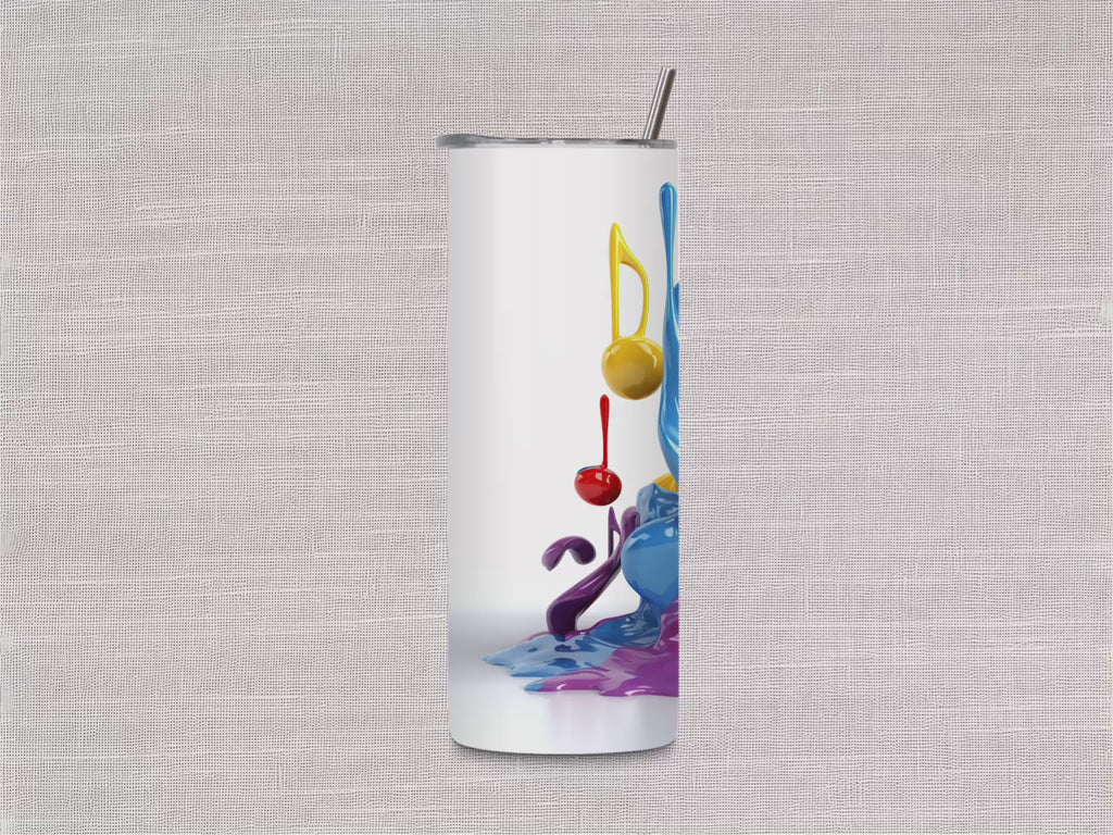 Music Colour Splash 20oz Stainless Steel Skinny Tumblers