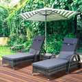 3 Pieces PE Rattan Patio Lounge Chair Set - Grey or Brown