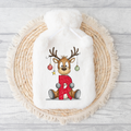 Reindeer Initial Fluffy Hot Water Bottle