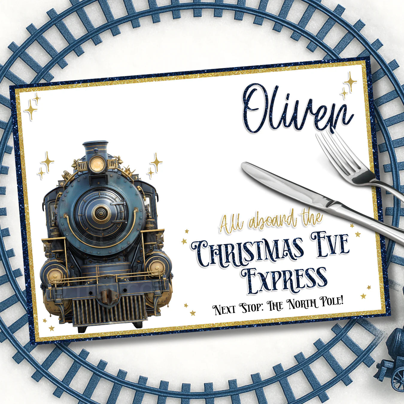 Christmas Eve Express Personalised Placemat – Premium Faux Leather - 3 Colour Options