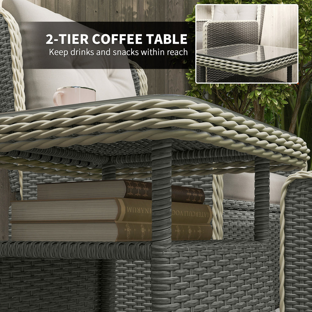 Five-Piece Reclining Rattan Chair Set - Charcoal Grey