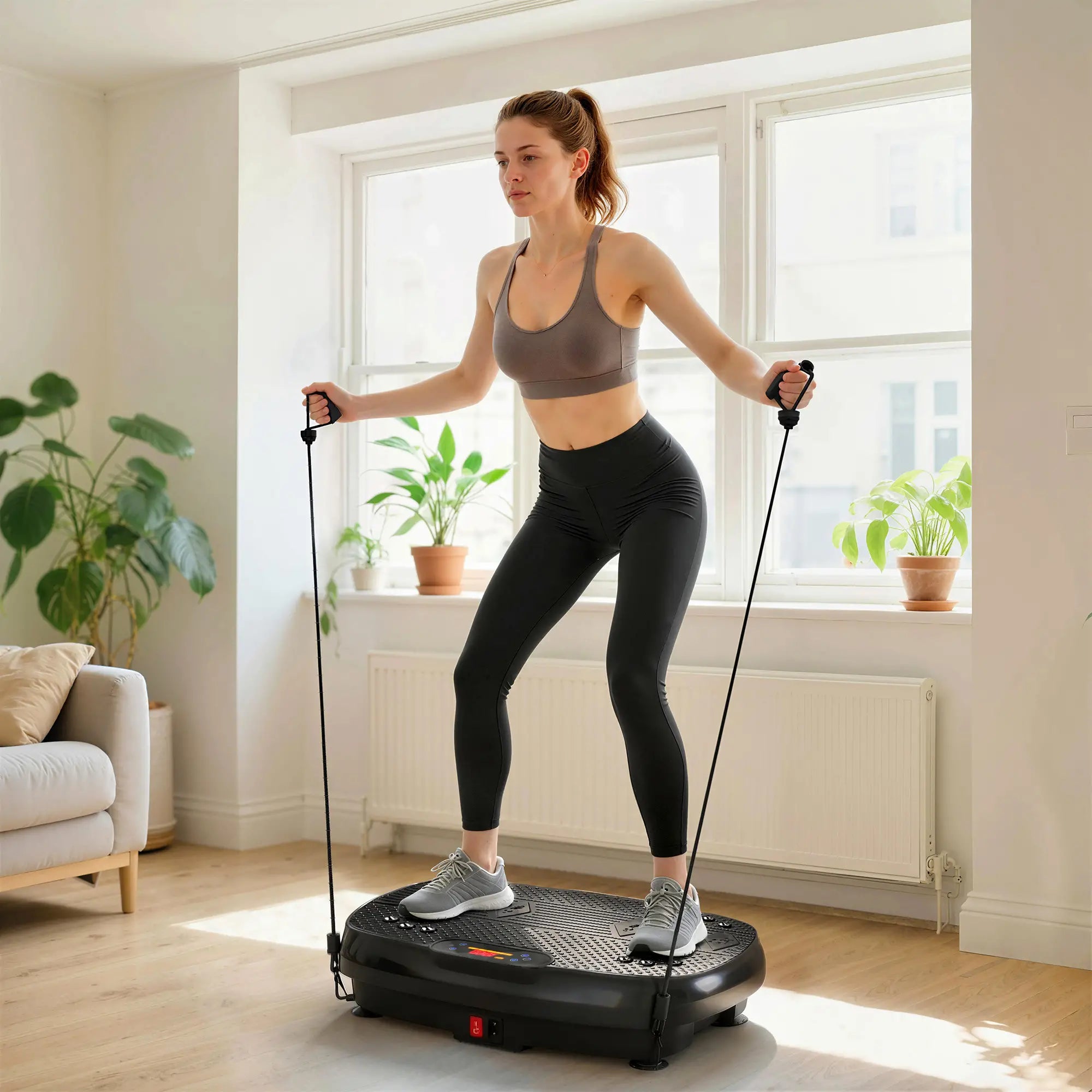 Vibration Plate Exercise Machine with 120 Speed Levels, 5 Programs, Quiet Vibrating Plate with Resistance Bands