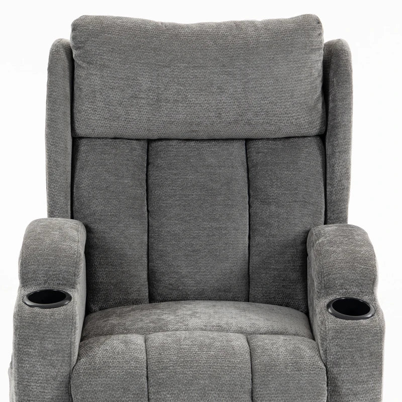 Power Lift Recliner Chair with Vibration Massage and Heat, Chenille Riser and Recliner - Grey