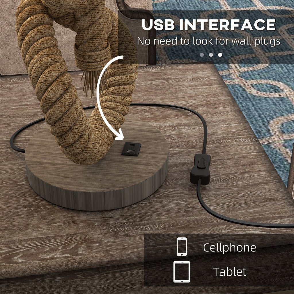 Nautical LED Table Lamp with USB Charging Port