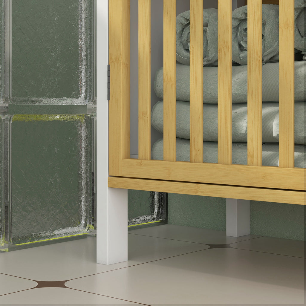 Bamboo-Blend Retro Cut-Out Under Sink Cabinet