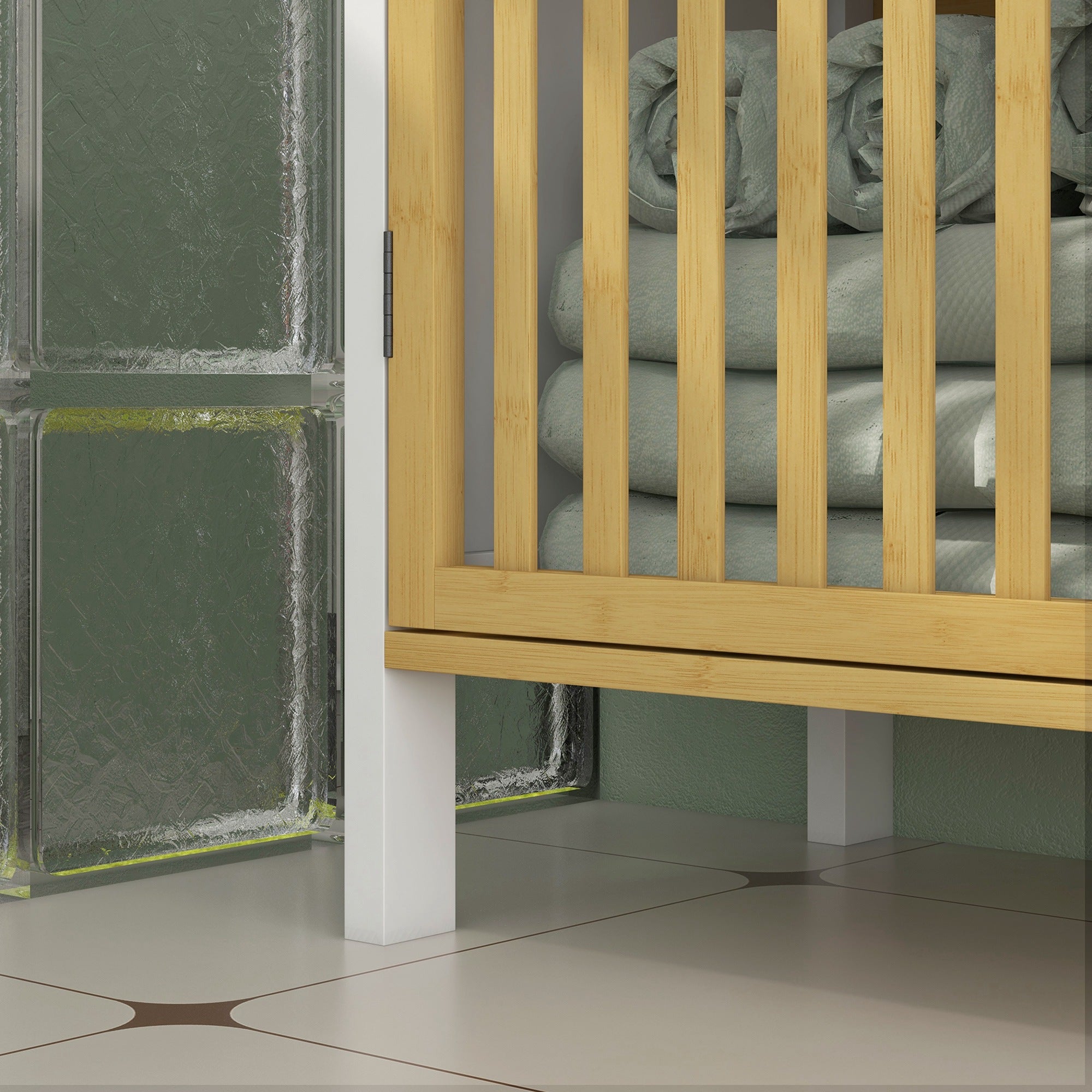 Bamboo-Blend Retro Cut-Out Under Sink Cabinet