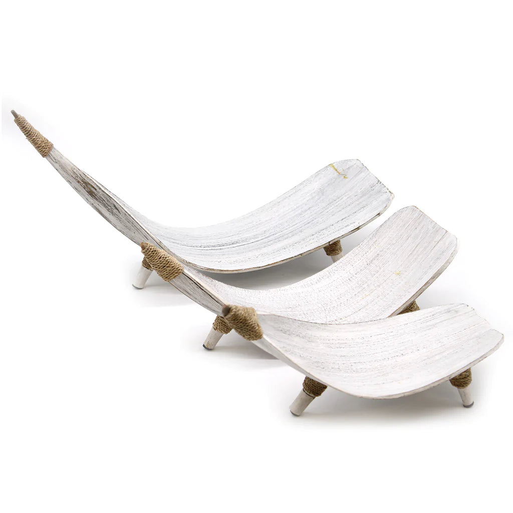 Coconut Leaf Fruit Bowl Sets of 3 - Whitewash