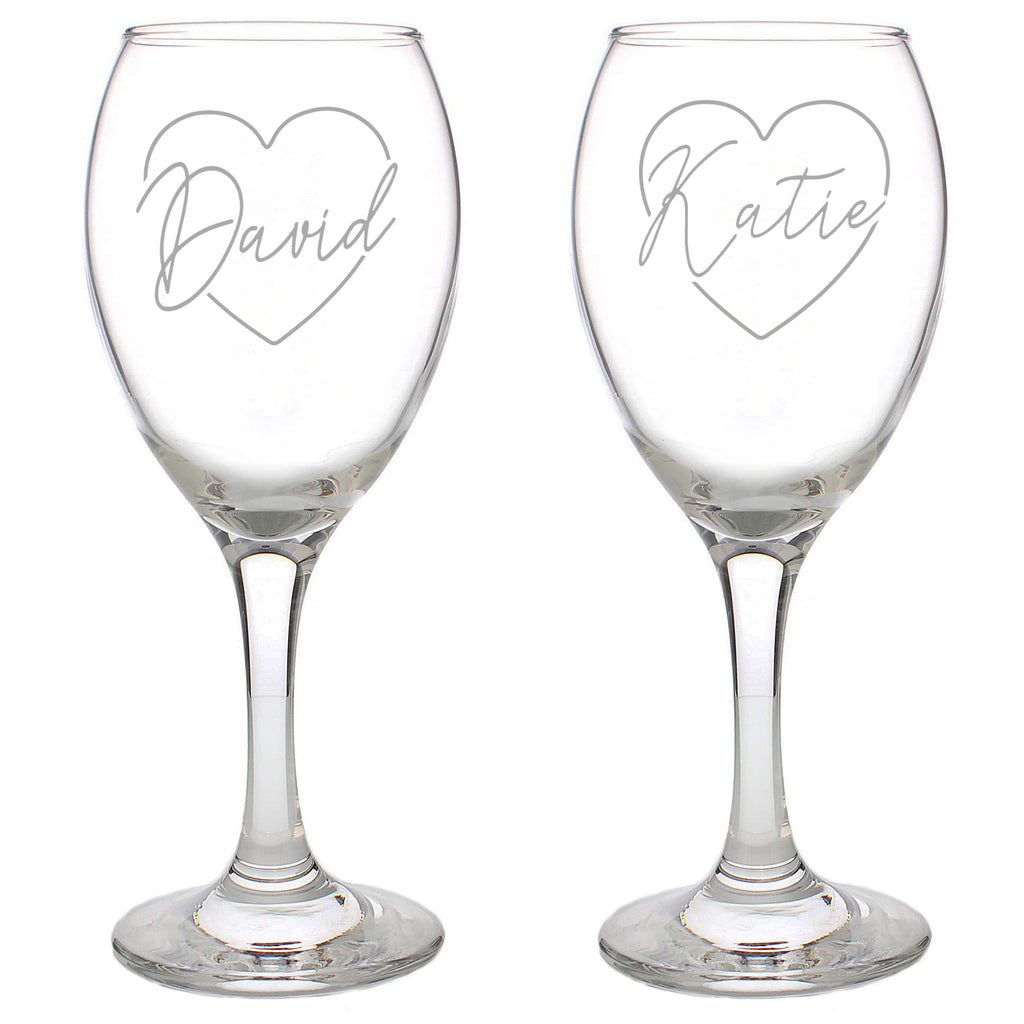 Personalised Heart Name Glass Set.