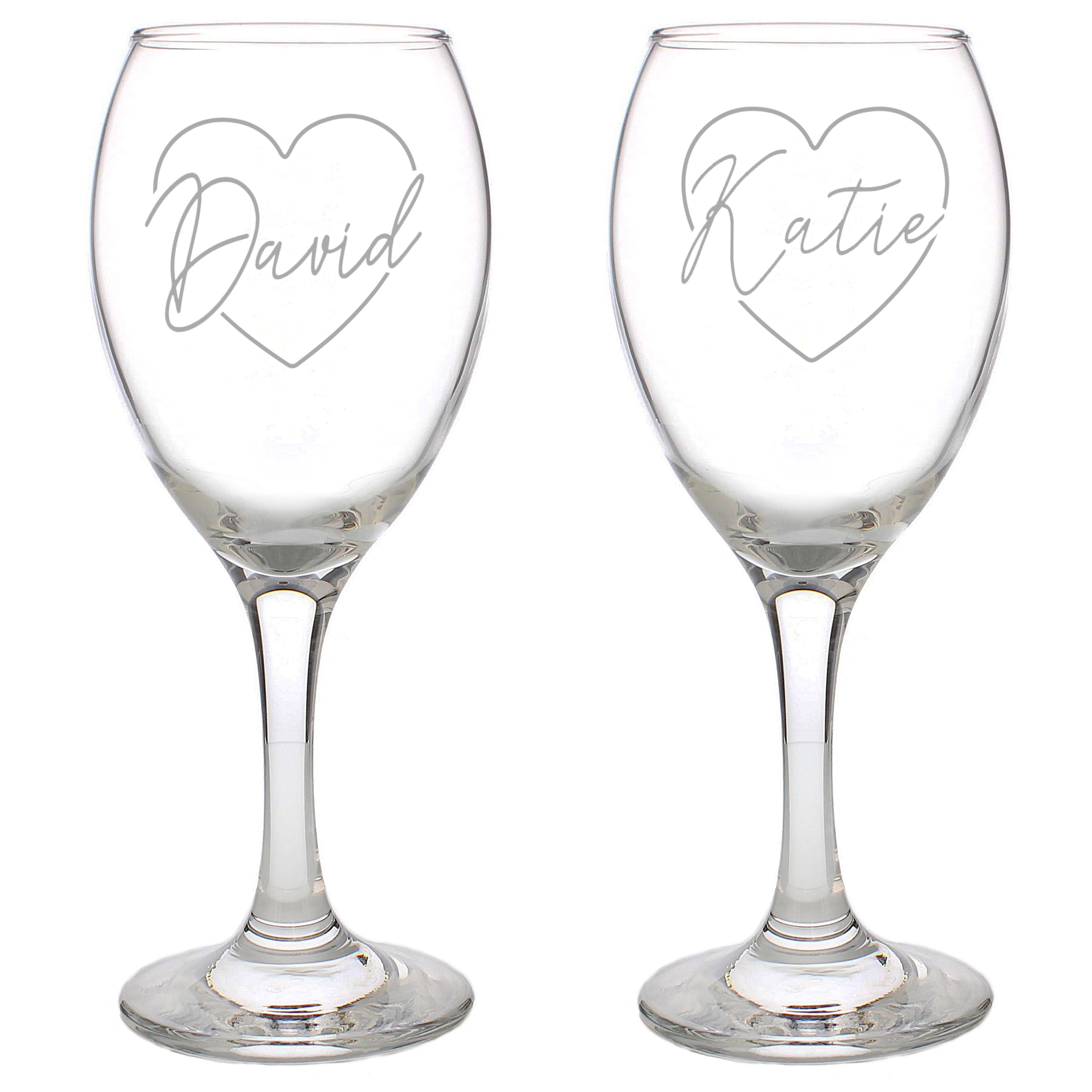 Personalised Heart Name Glass Set.