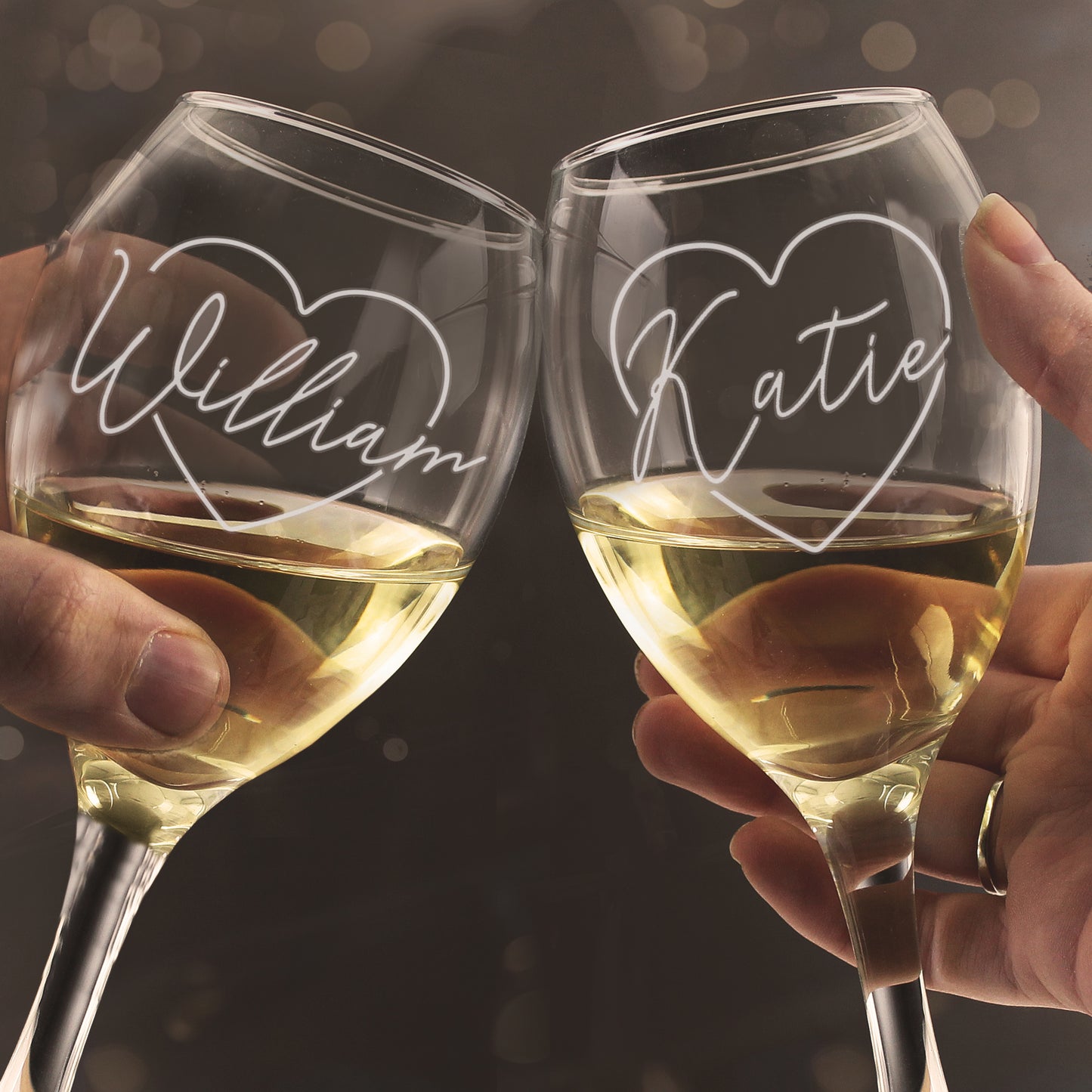 Personalised Heart Name Glass Set.