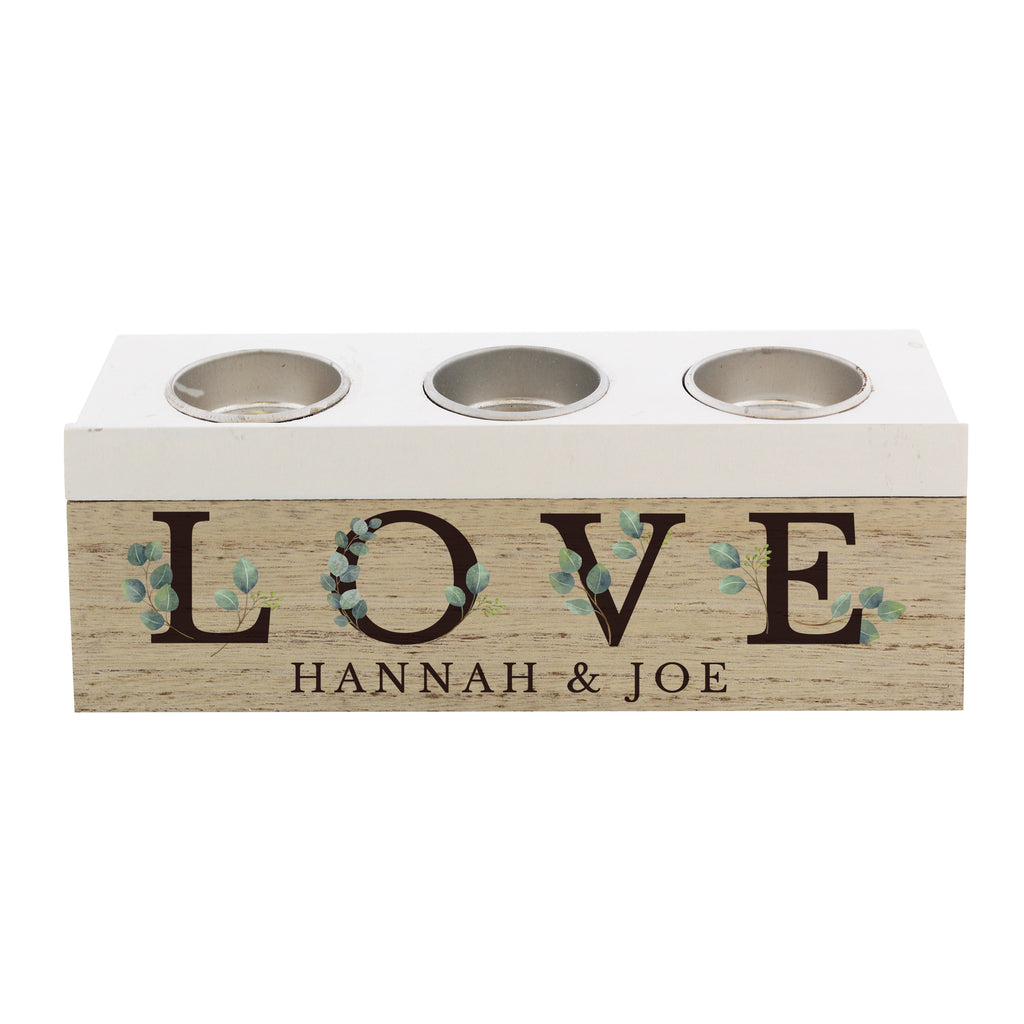Personalised Botanical Triple Tea Light Box.