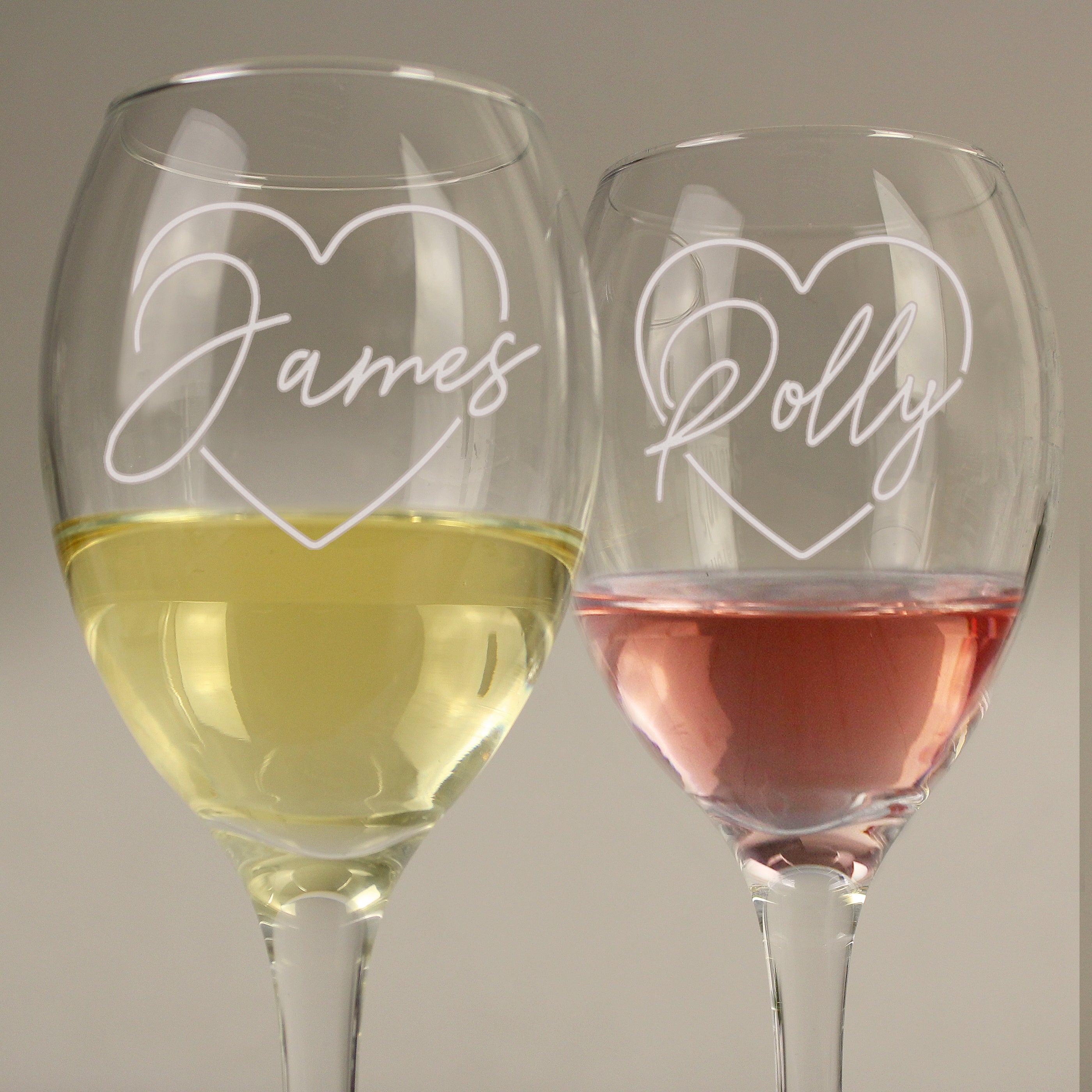 Personalised Heart Name Glass Set.