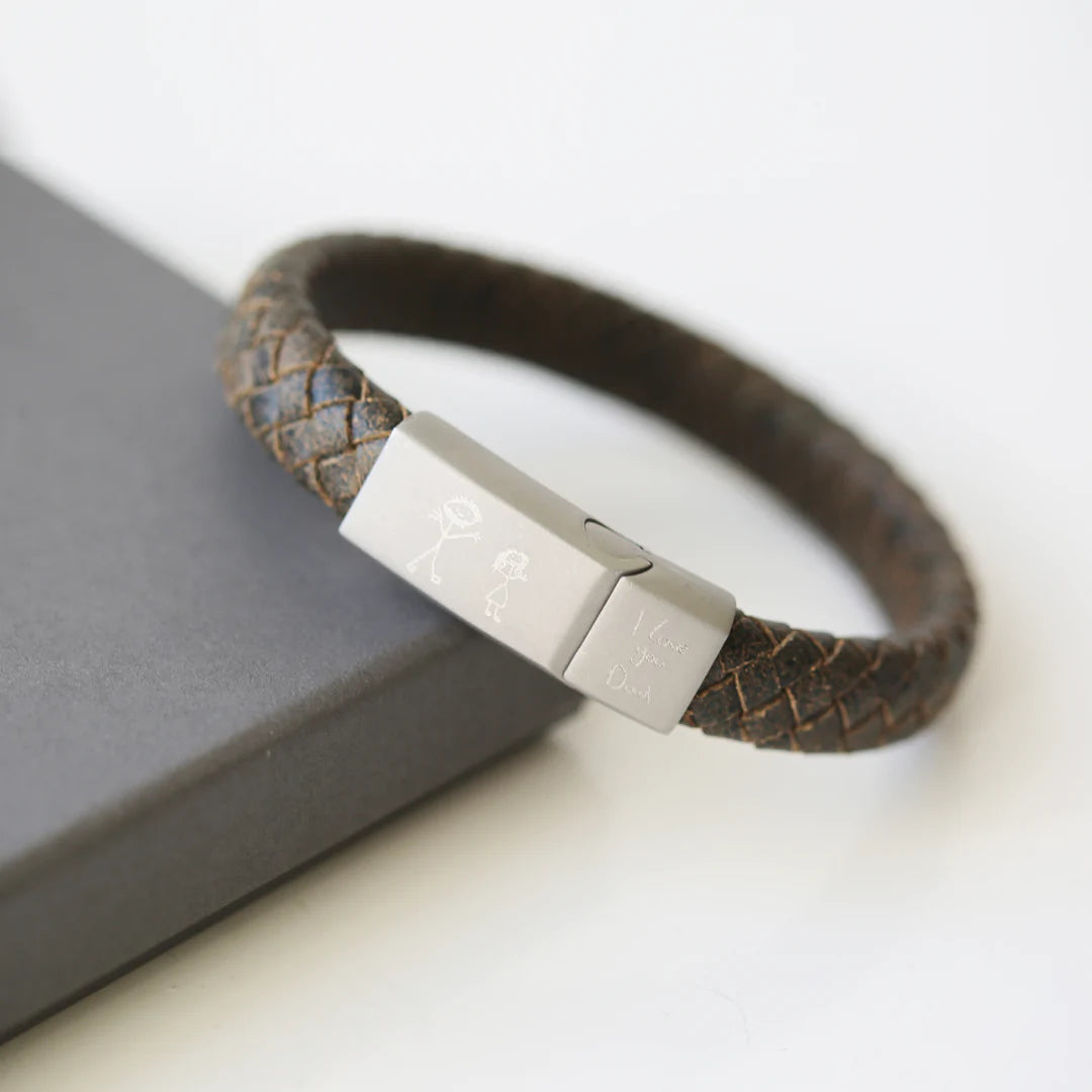 Handwriting Engraved Antique Style Bracelet - Rustic