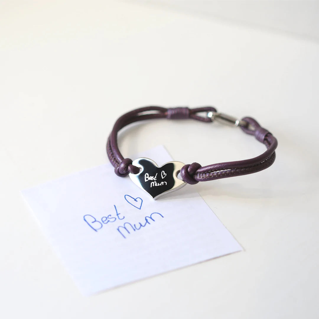 Handwriting Hearts Forever Bracelet Berry - By Photo Upload