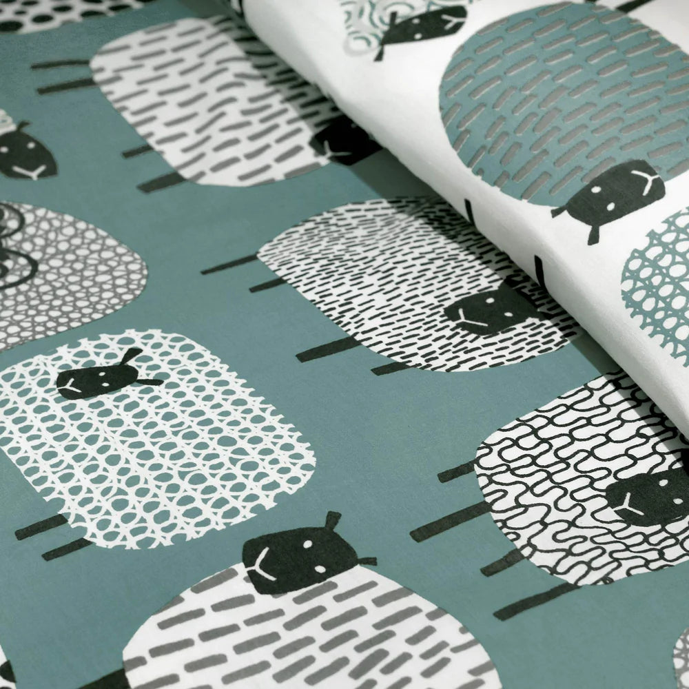 Dotty Sheep - Easy Care Duvet Cover Set in Duck Egg