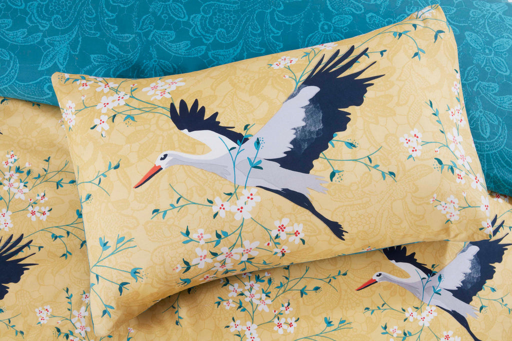 Cranes Duvet Set - Ochre