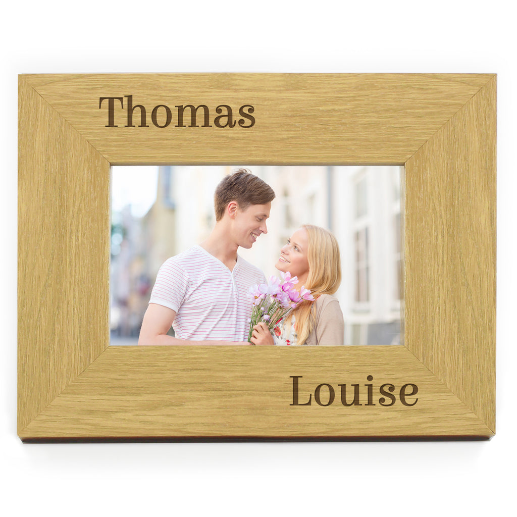 Personalised Couples 7x5 Landscape Wooden Photo Frame