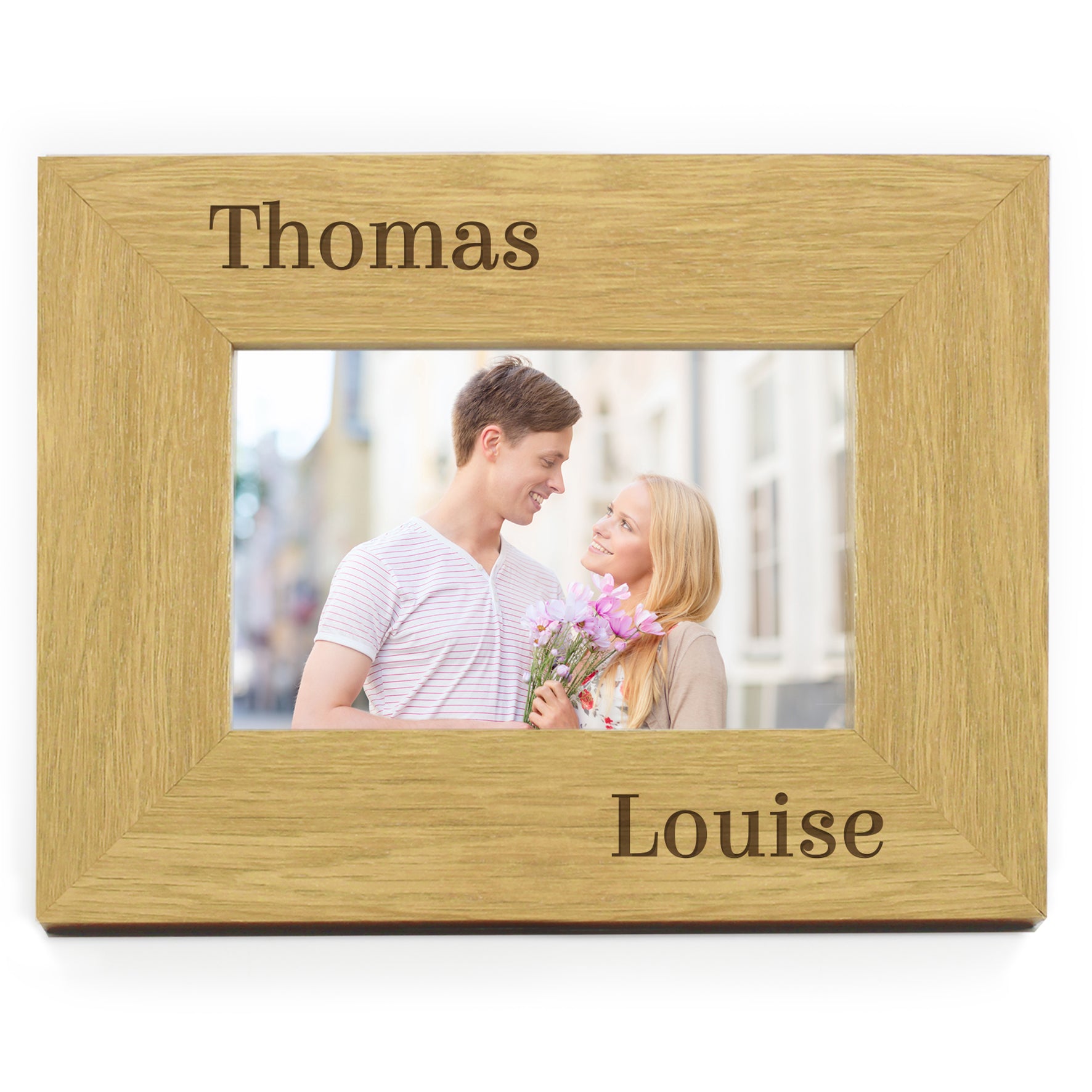 Personalised Couples 7x5 Landscape Wooden Photo Frame