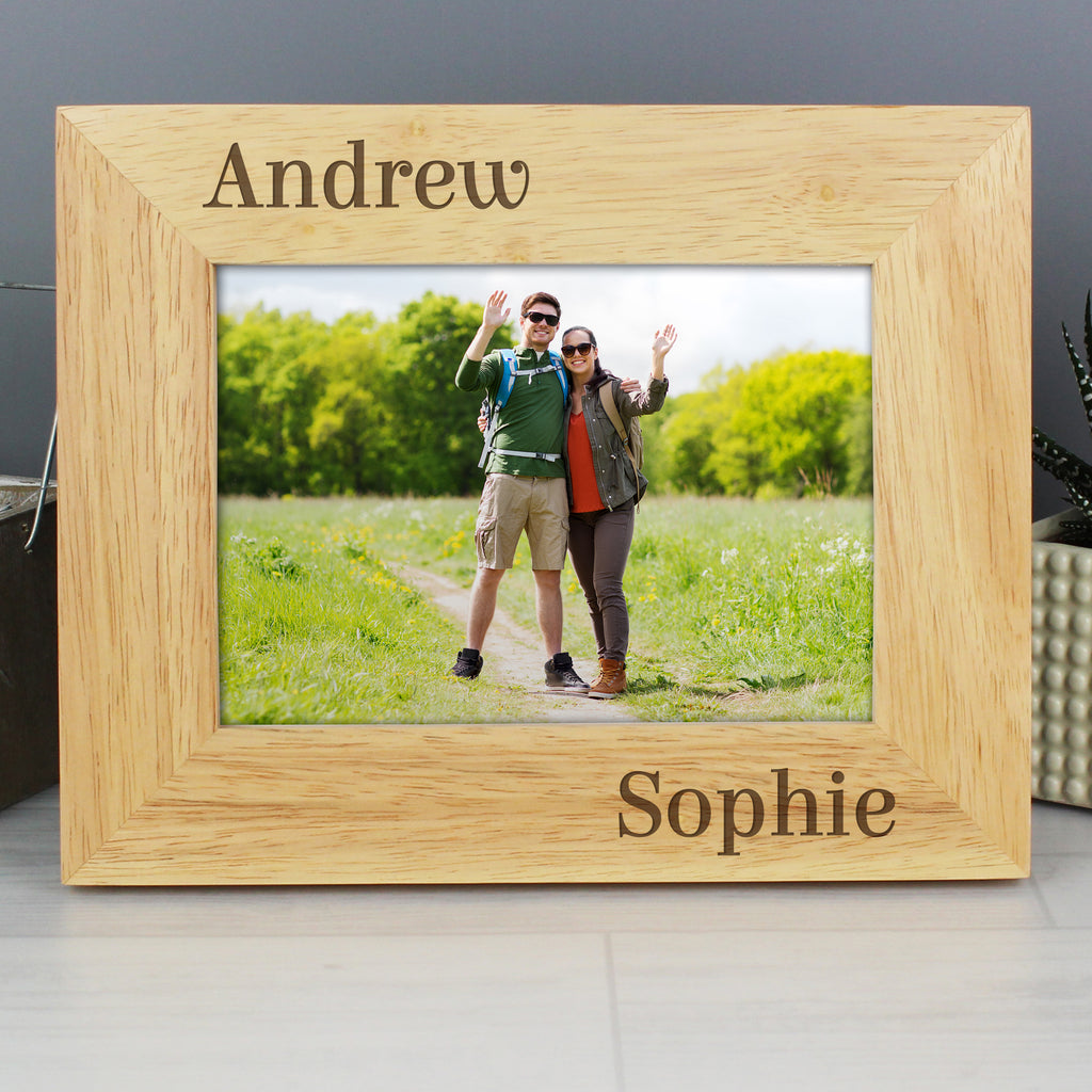 Personalised Couples 7x5 Landscape Wooden Photo Frame