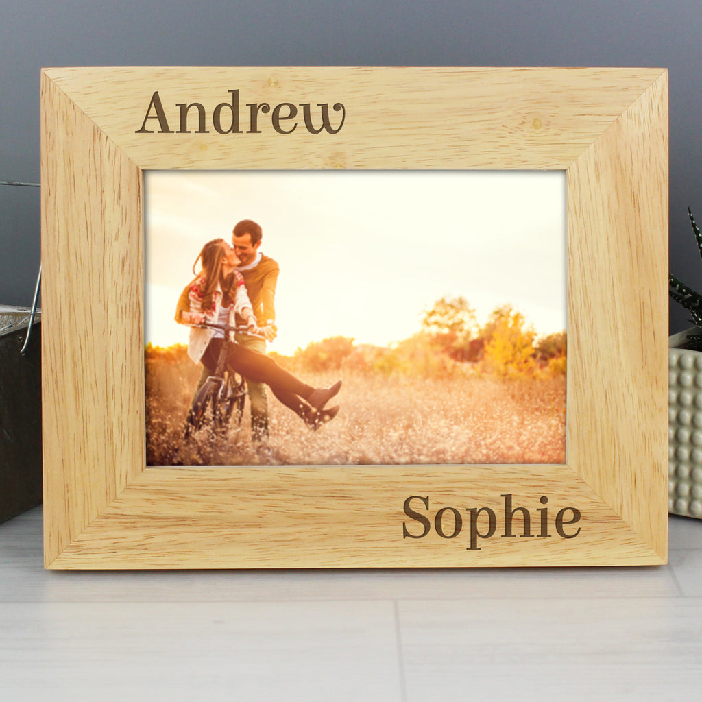 Personalised Couples 7x5 Landscape Wooden Photo Frame