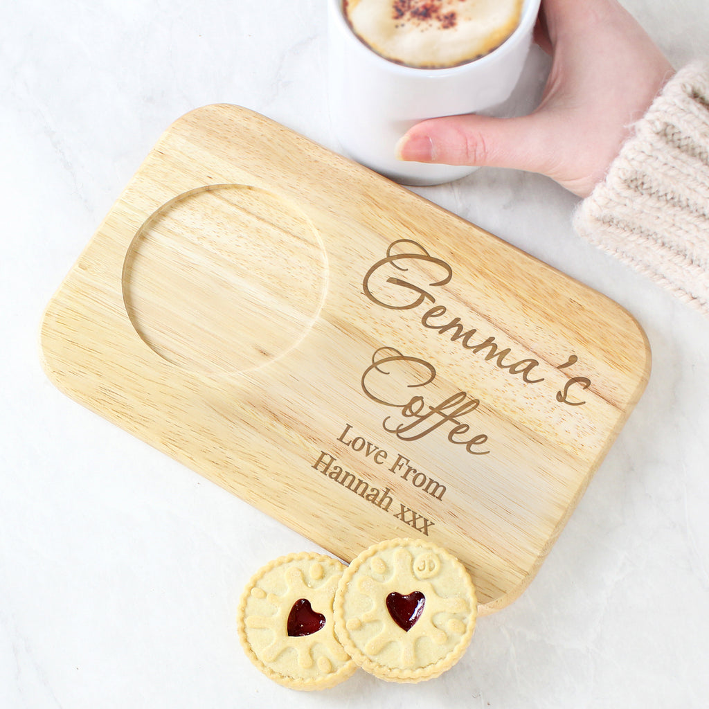 Personalised Free Text Wooden Coaster Tray