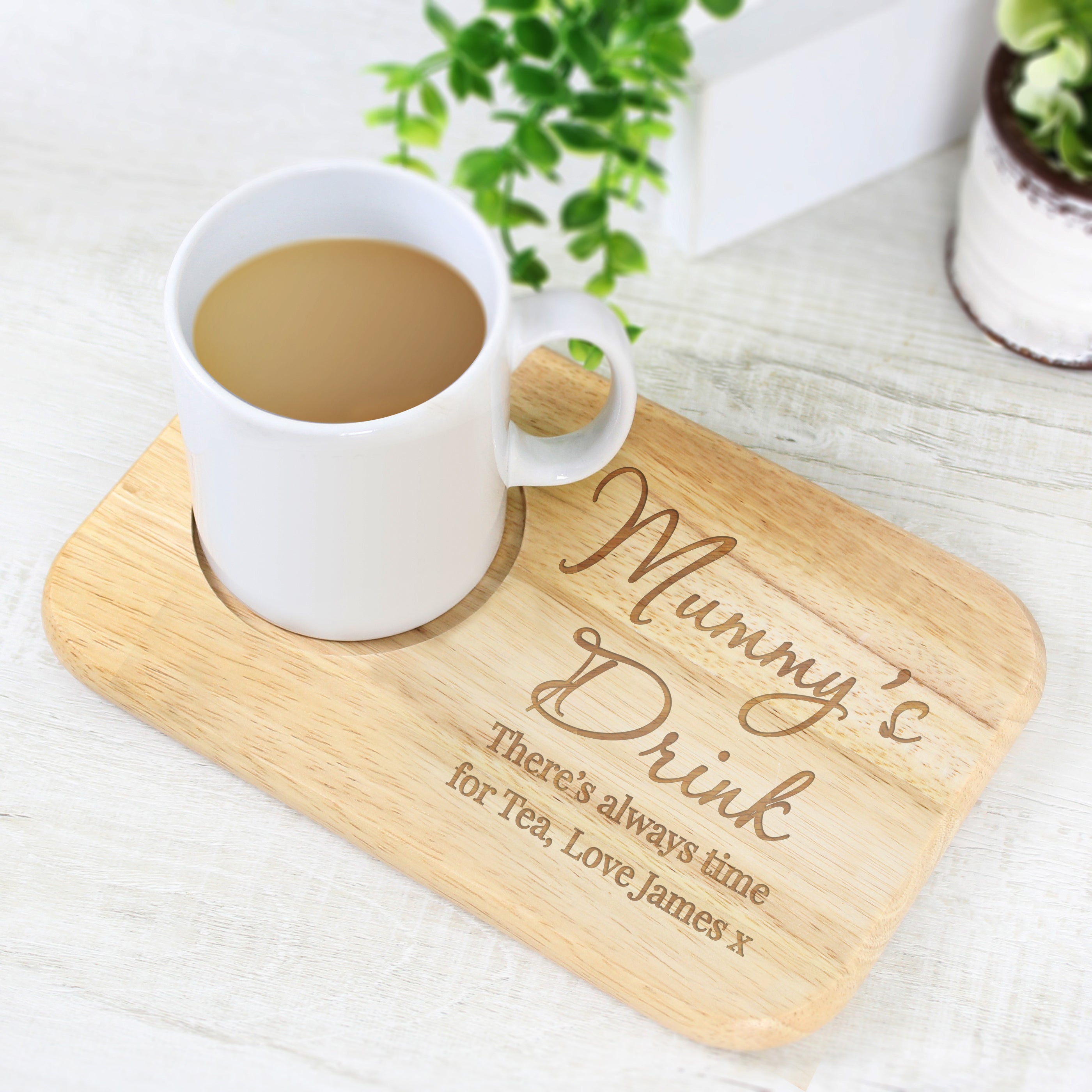 Personalised Free Text Wooden Coaster Tray