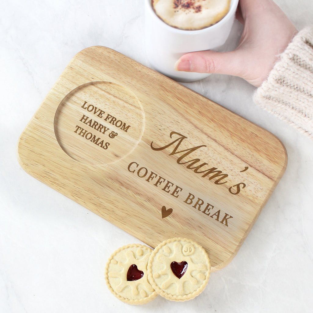 Personalised Heart Design Wooden Coaster Tray