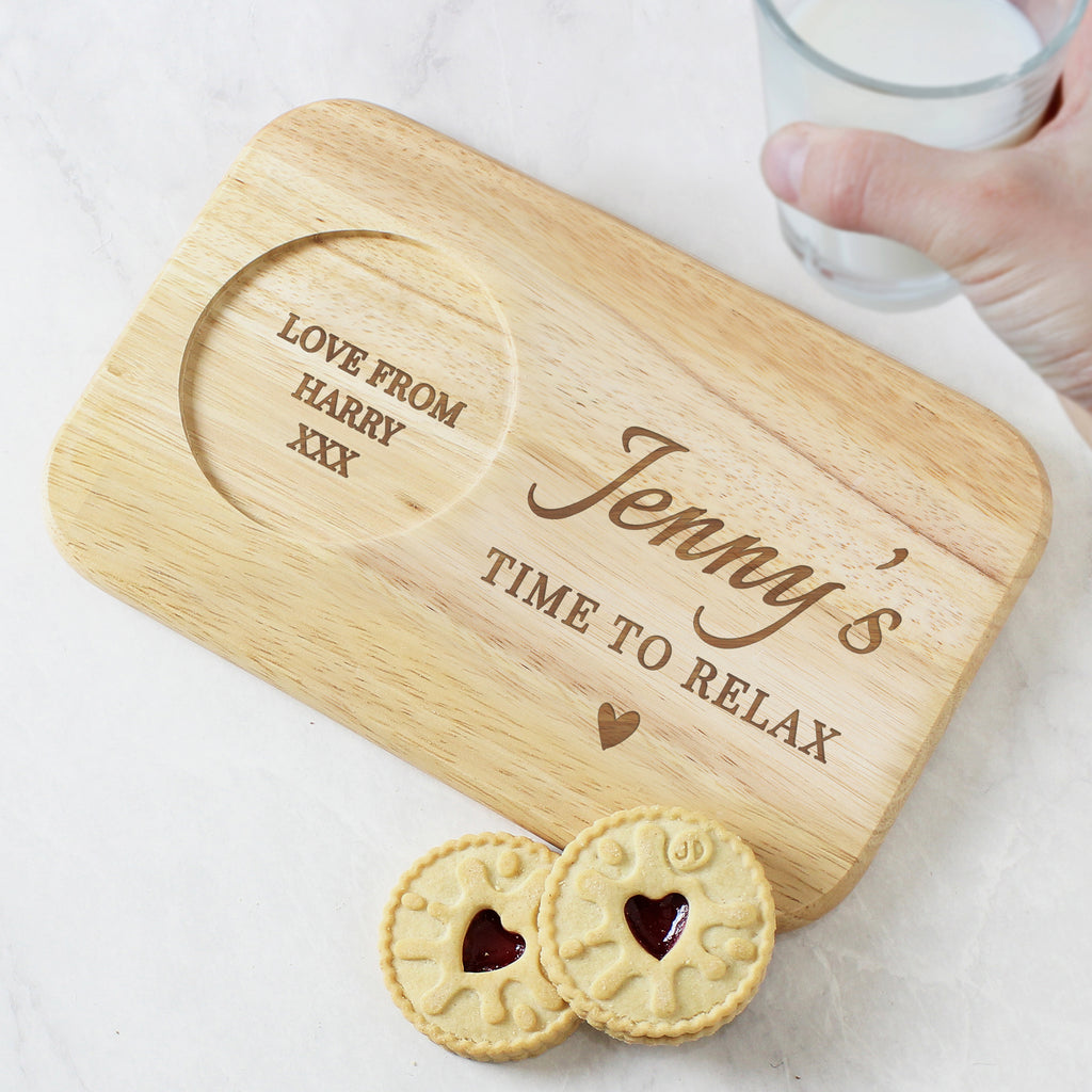 Personalised Heart Design Wooden Coaster Tray