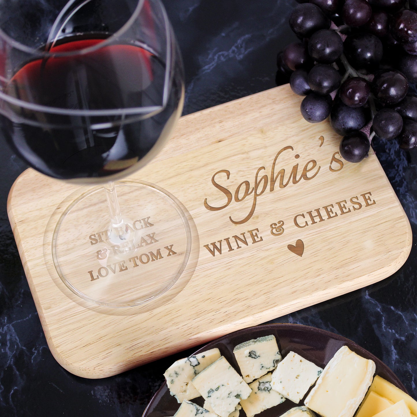 Personalised Heart Design Wooden Coaster Tray