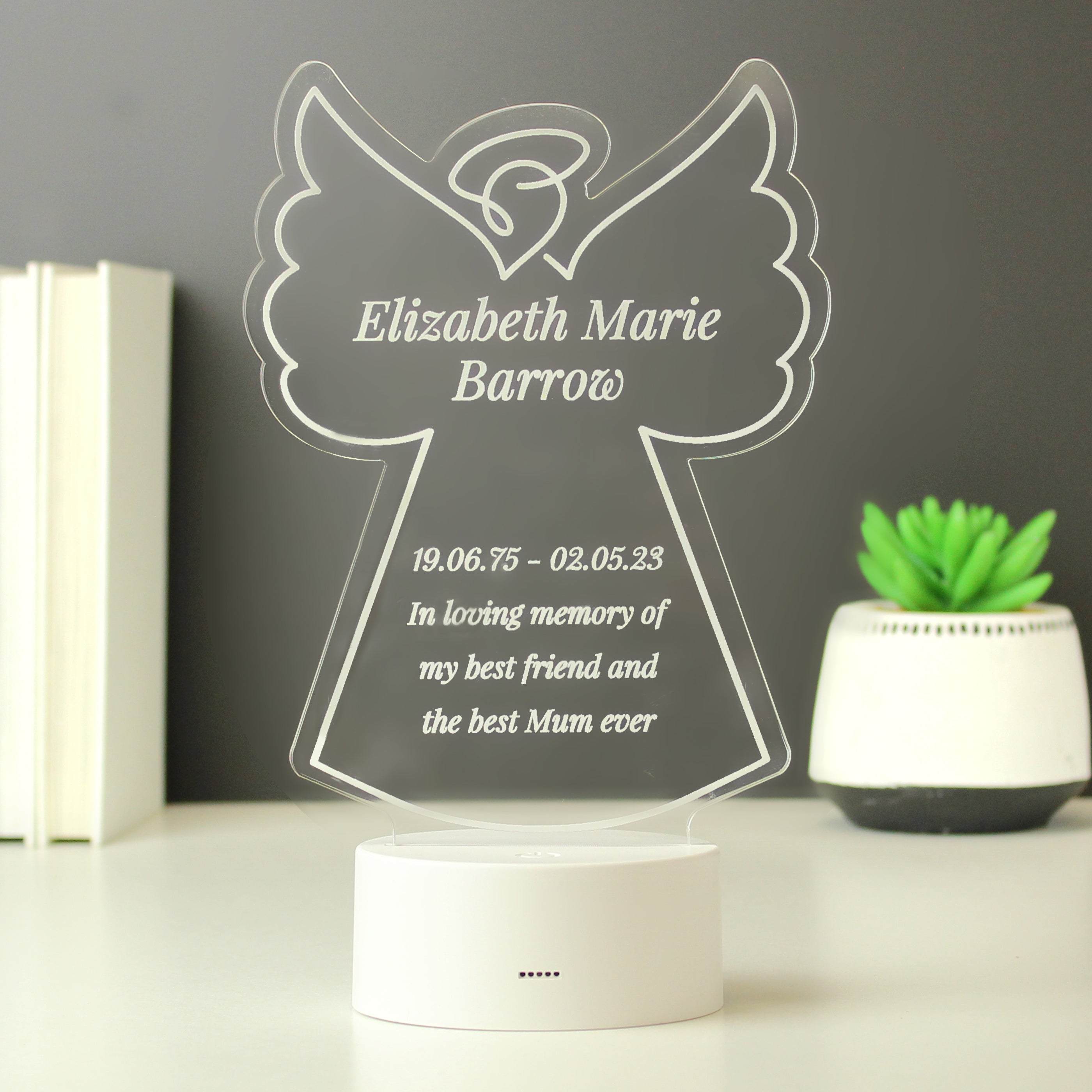 Personalised Free Text Angel Memorial LED Light