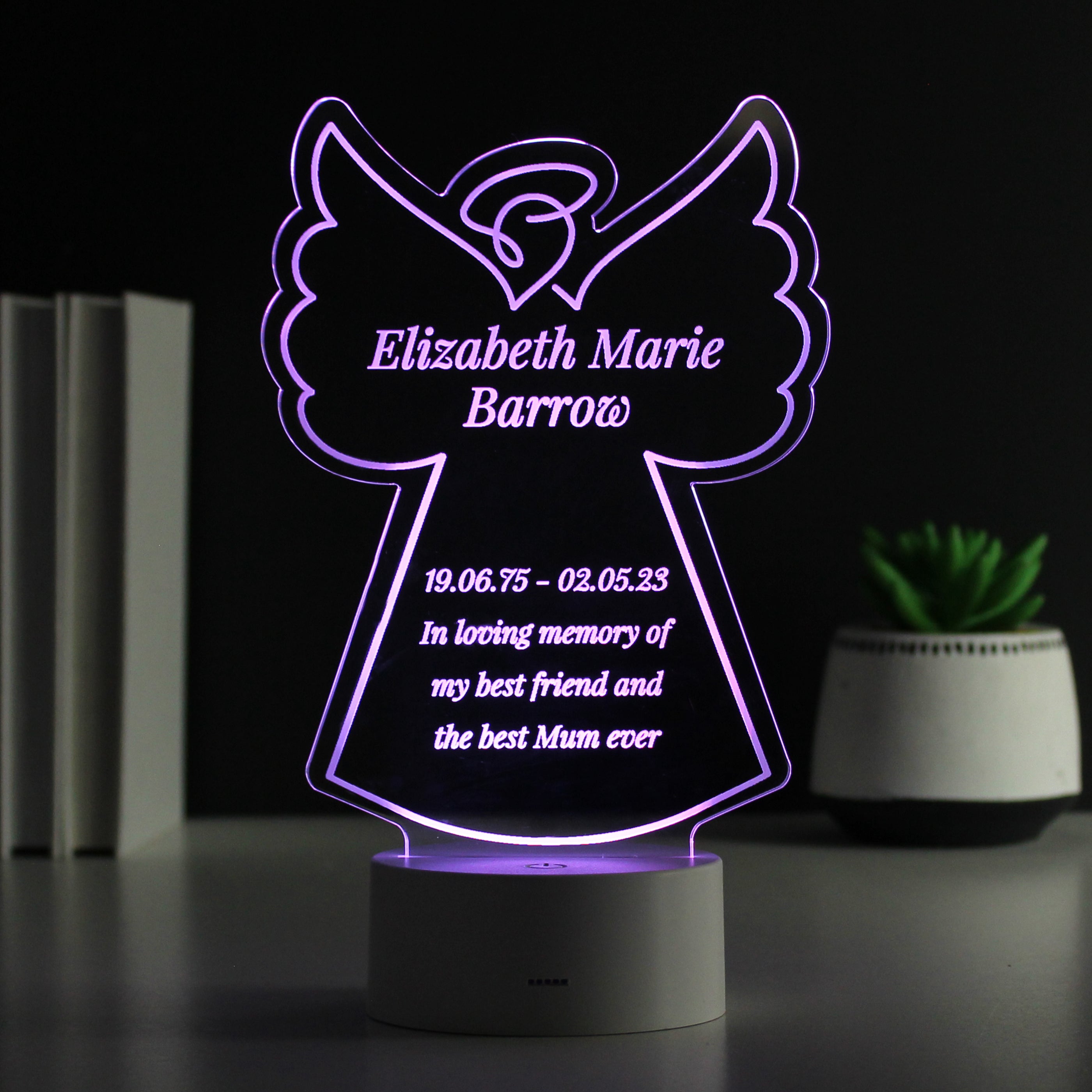 Personalised Free Text Angel Memorial LED Light