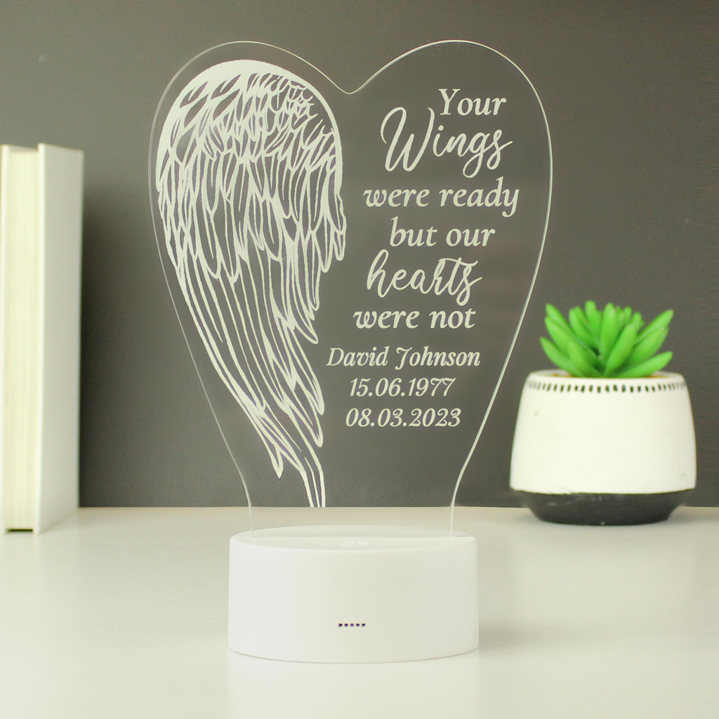 Personalised Angel Wings Memorial LED Light