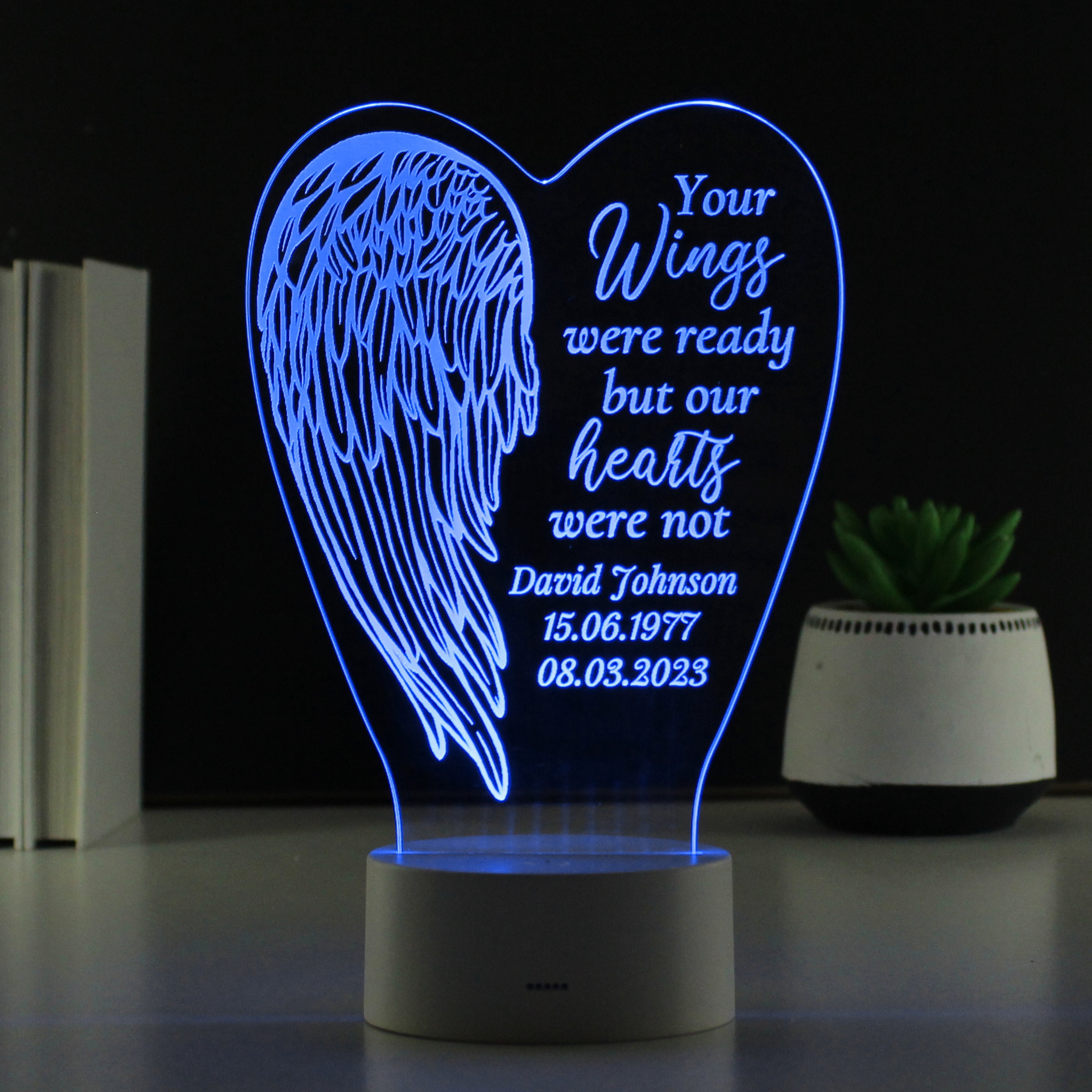 Personalised Angel Wings Memorial LED Light