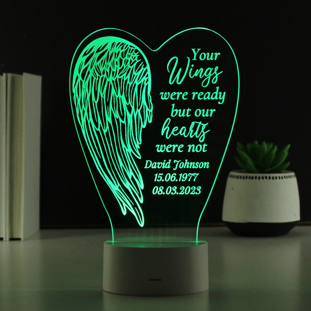 Personalised Angel Wings Memorial LED Light
