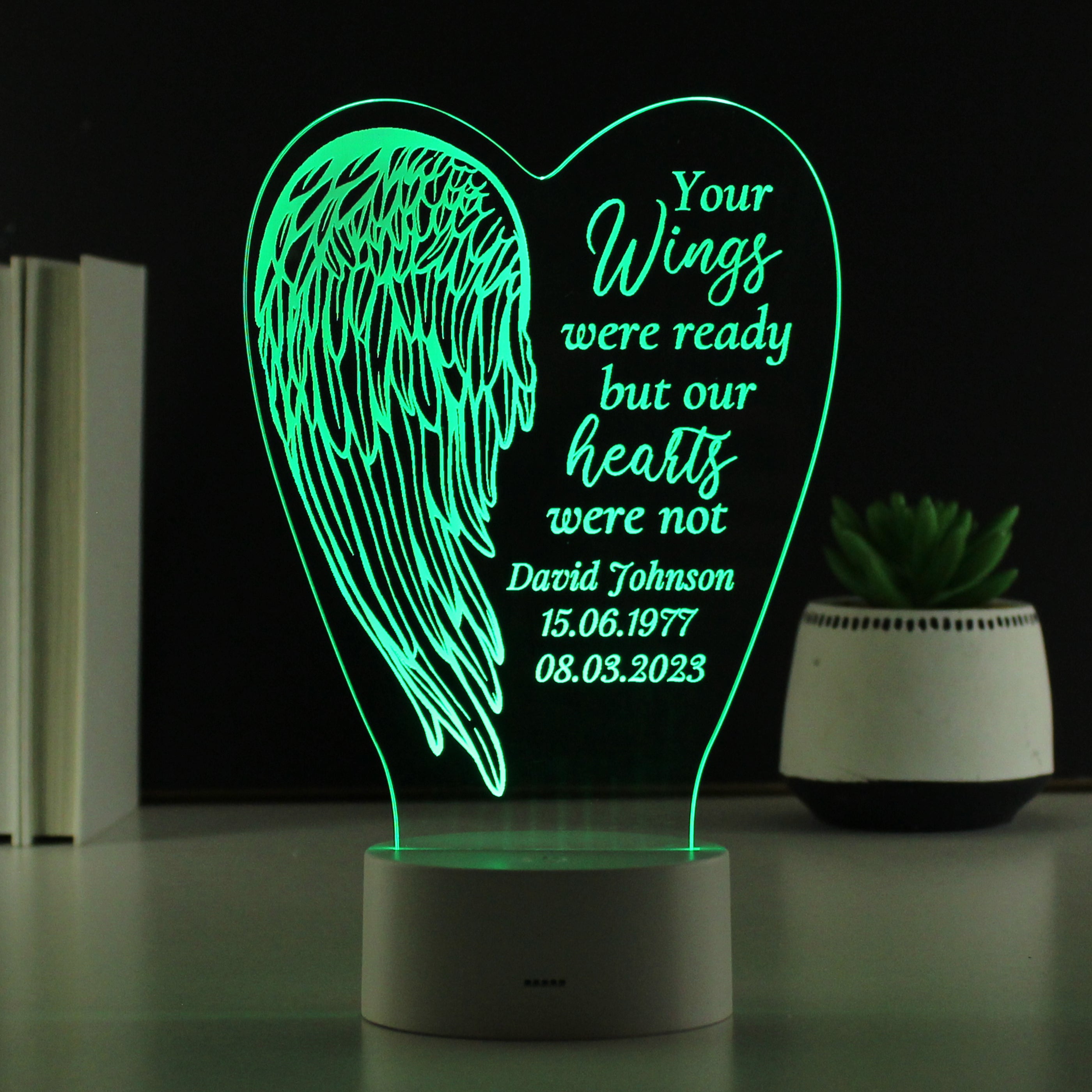 Personalised Angel Wings Memorial LED Light