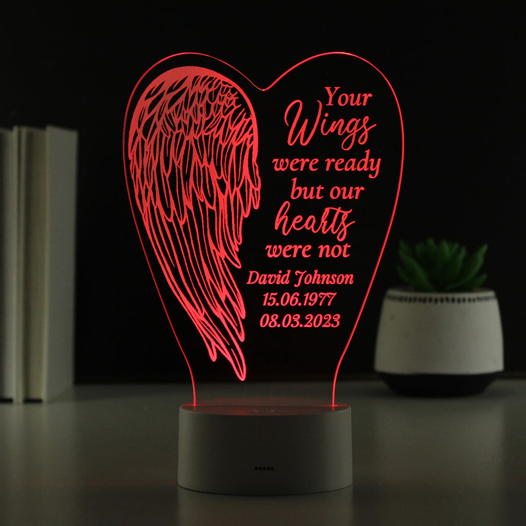 Personalised Angel Wings Memorial LED Light