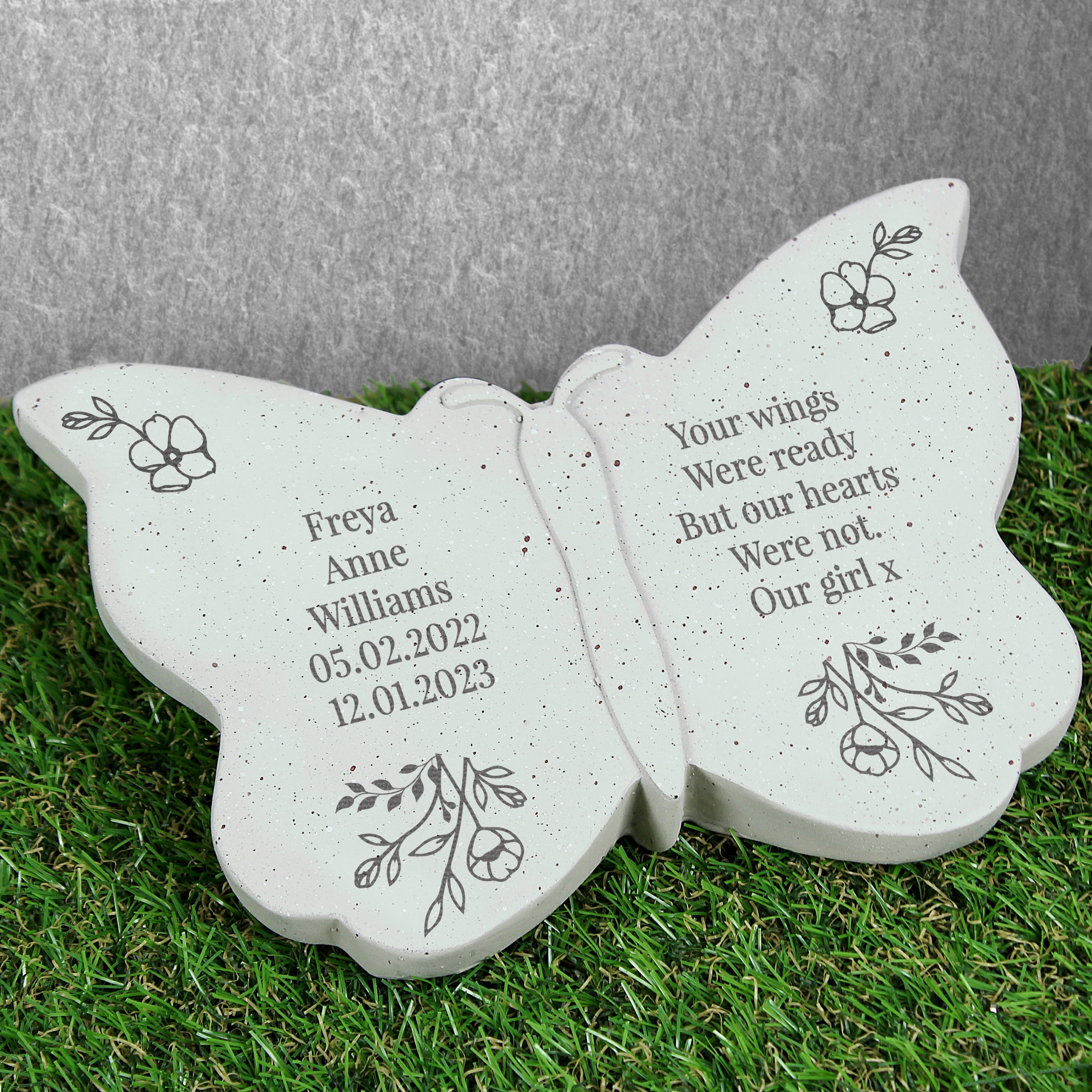 Personalised Floral Memorial Resin Butterfly