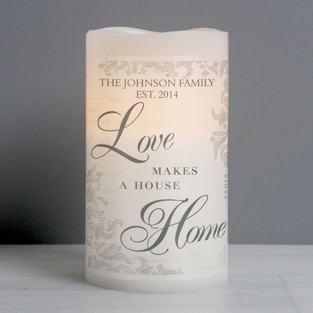 Personalised Love Makes a Home LED Candle