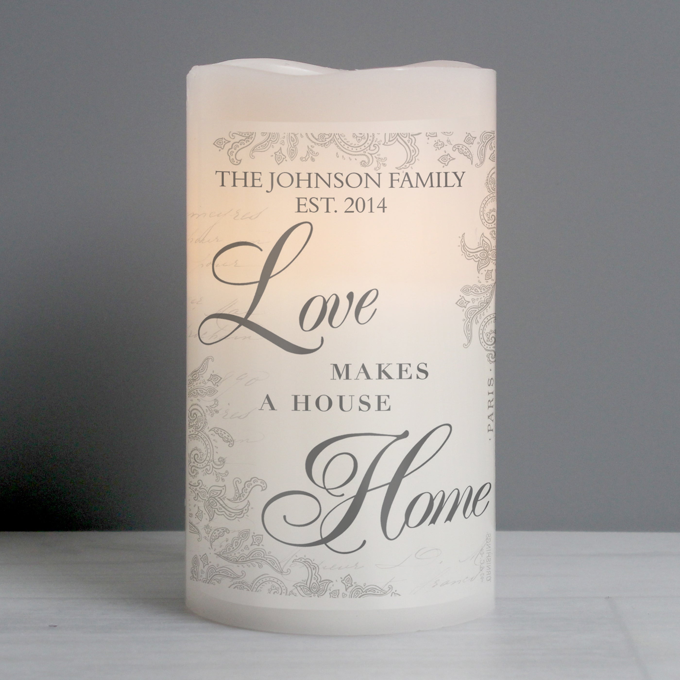 Personalised Love Makes a Home LED Candle