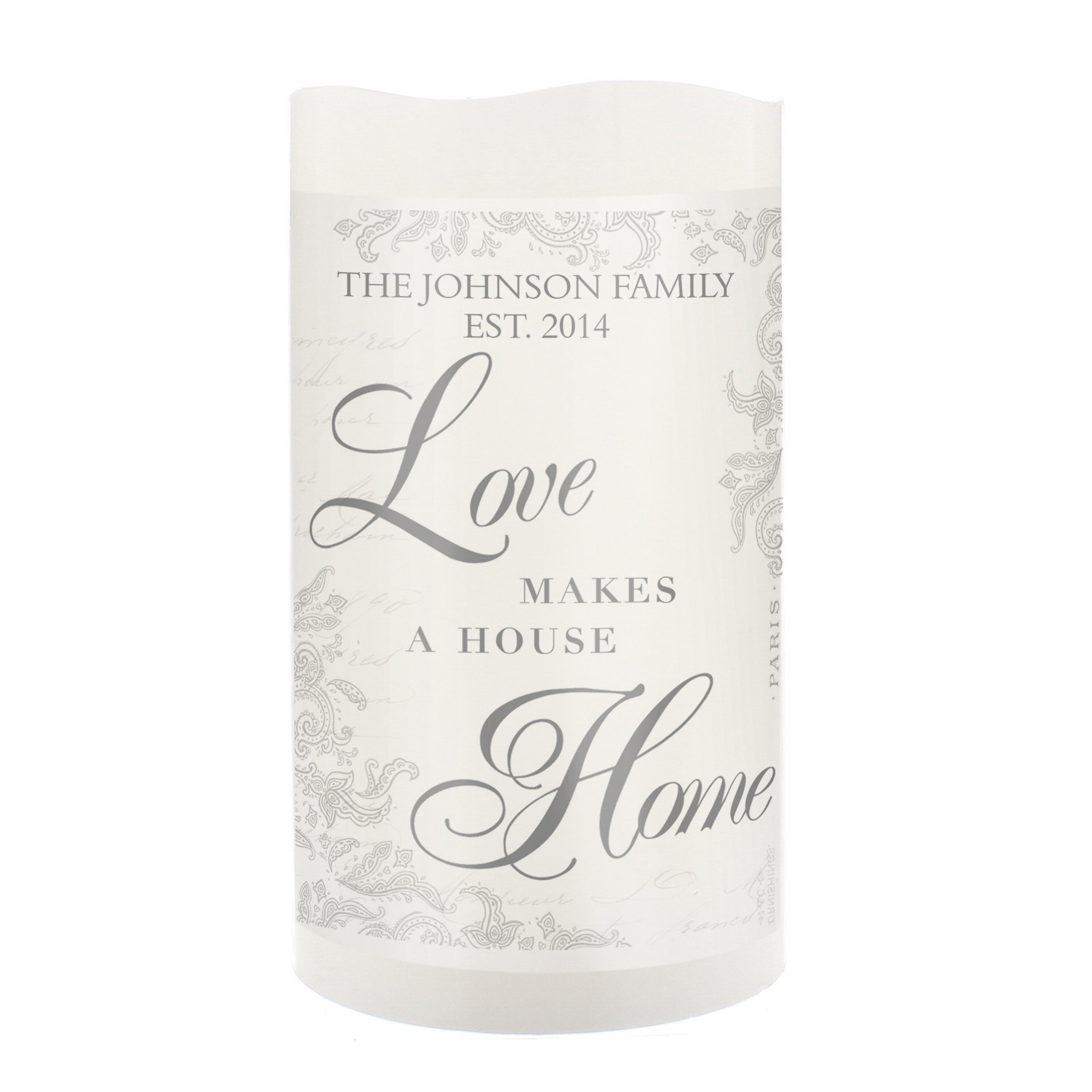 Personalised Love Makes a Home LED Candle