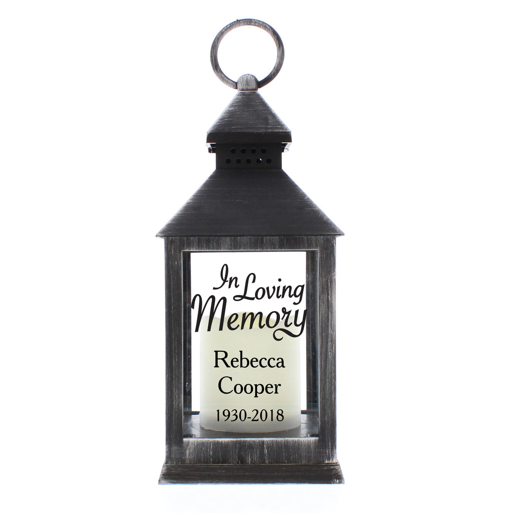 Personalised In Loving Memory Rustic Black Lantern