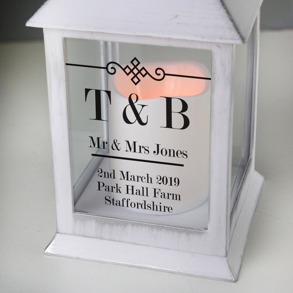 Personalised Elegant Diamond White Lantern