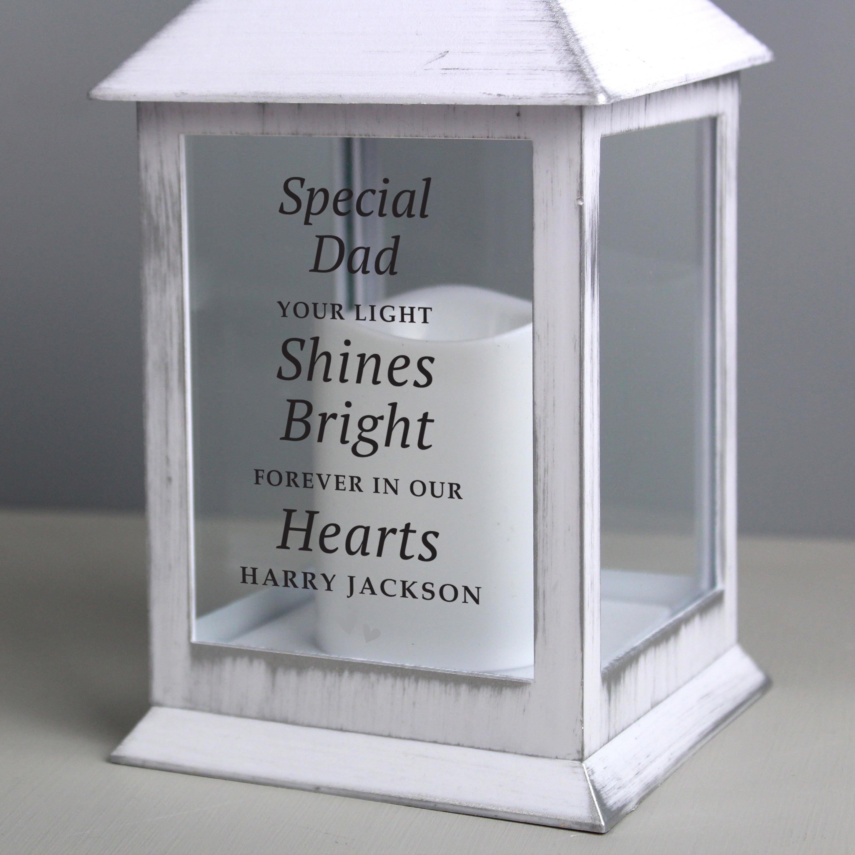 Personalised 'Your Light Shines Bright' White Lantern