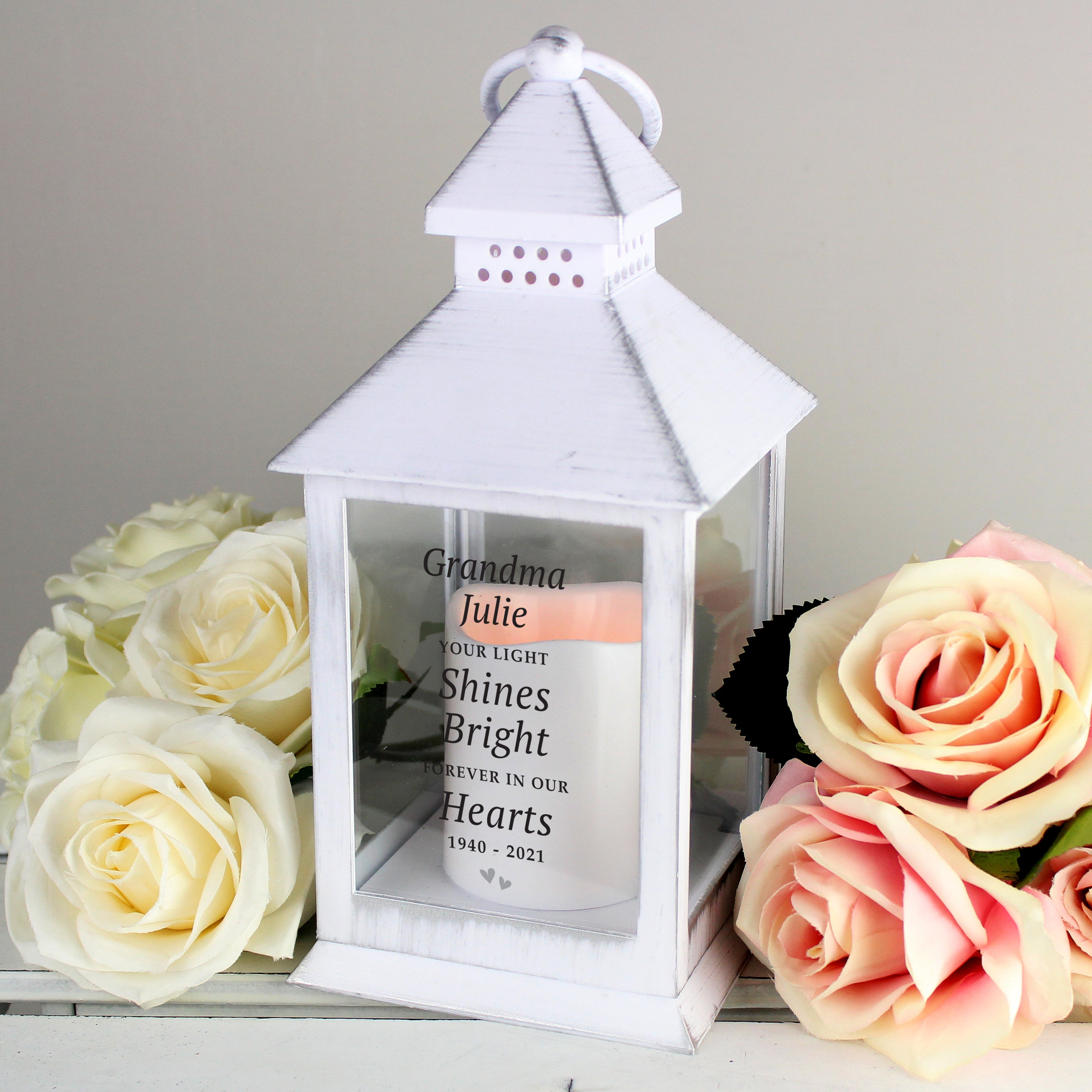 Personalised 'Your Light Shines Bright' White Lantern